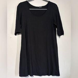Eileen Fisher Black Scoop-Neck Dress Womens size medium Tunic half sleeve shift